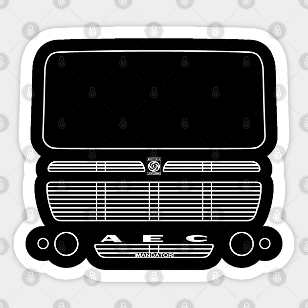 AEC Mandator classic truck outline graphic (white) Sticker by soitwouldseem